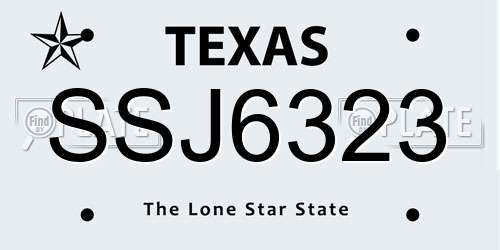 SSJ6323 Texas License Plate