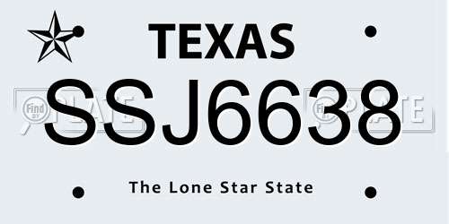 SSJ6638 Texas License Plate