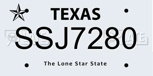 SSJ7280 Texas License Plate