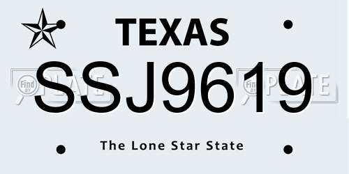 SSJ9619 Texas License Plate