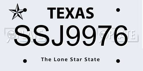 SSJ9976 Texas License Plate