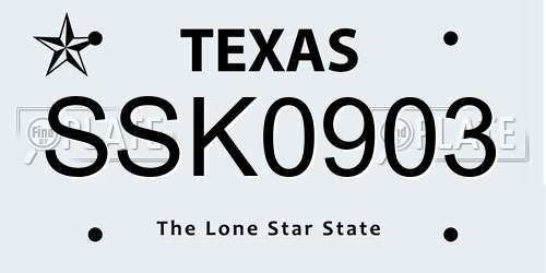 SSK0903 Texas License Plate
