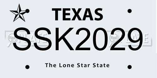 SSK2029 Texas License Plate
