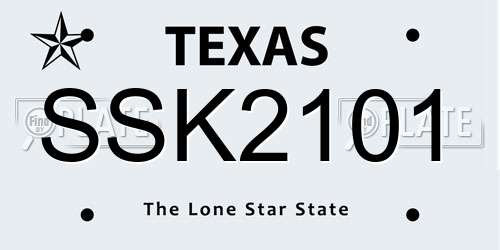 SSK2101 Texas License Plate