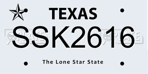 SSK2616 Texas License Plate