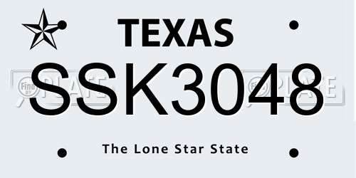 SSK3048 Texas License Plate
