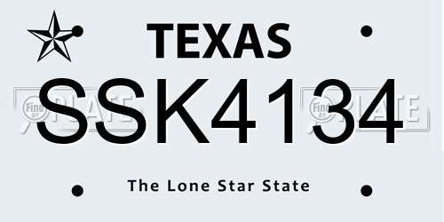 SSK4134 Texas License Plate