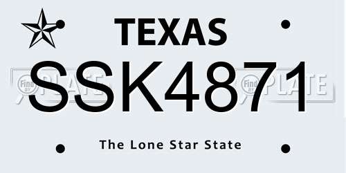 SSK4871 Texas License Plate