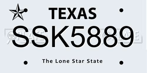 SSK5889 Texas License Plate