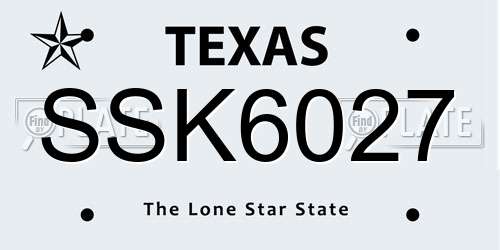 SSK6027 Texas License Plate