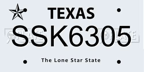 SSK6305 Texas License Plate