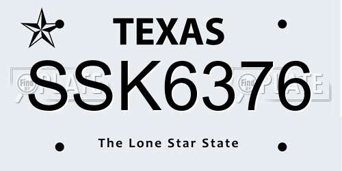 SSK6376 Texas License Plate