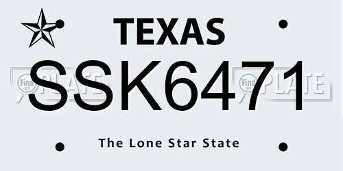 SSK6471 Texas License Plate