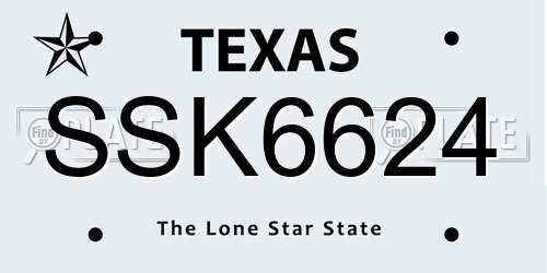 SSK6624 Texas License Plate