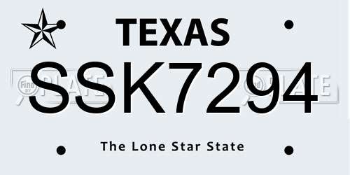 SSK7294 Texas License Plate