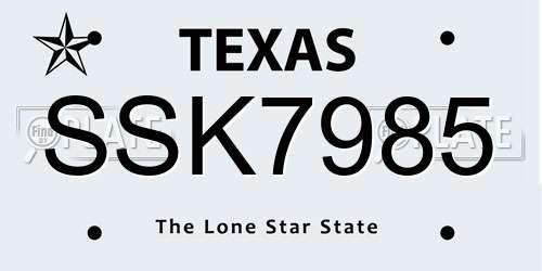 SSK7985 Texas License Plate