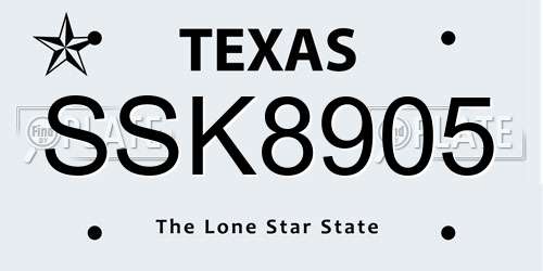 SSK8905 Texas License Plate