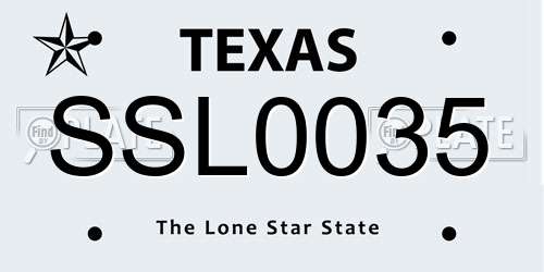 SSL0035 Texas License Plate