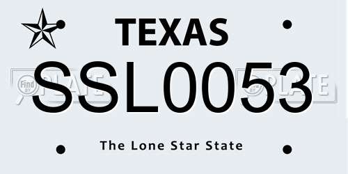 SSL0053 Texas License Plate