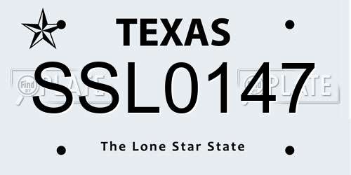 SSL0147 Texas License Plate