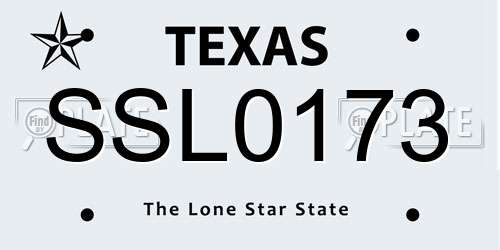 SSL0173 Texas License Plate