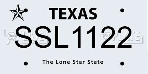 SSL1122 Texas License Plate