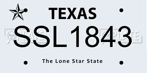 SSL1843 Texas License Plate