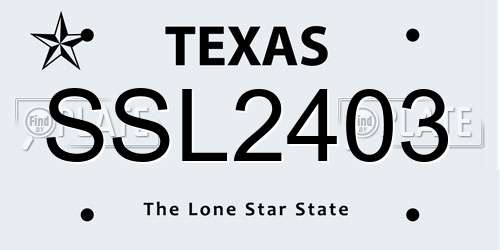 SSL2403 Texas License Plate