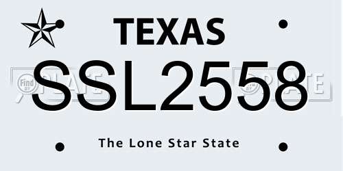 SSL2558 Texas License Plate