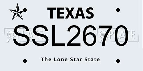 SSL2670 Texas License Plate