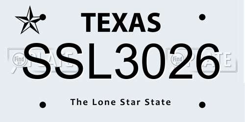 SSL3026 Texas License Plate
