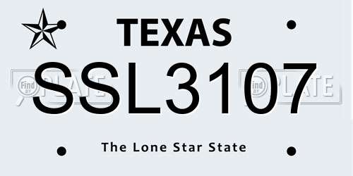 SSL3107 Texas License Plate