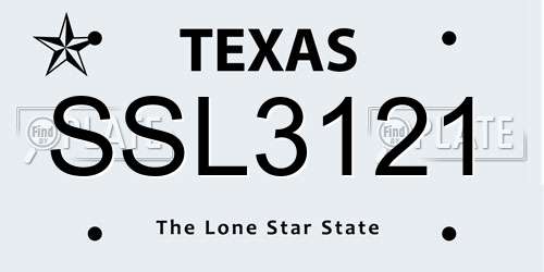 SSL3121 Texas License Plate