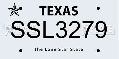SSL3279 Texas License Plate