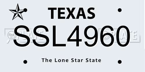 SSL4960 Texas License Plate