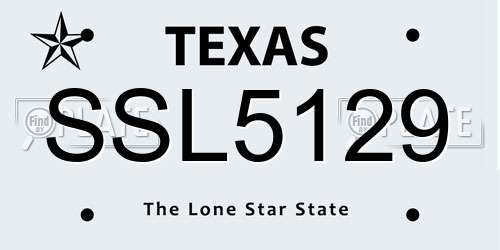 SSL5129 Texas License Plate