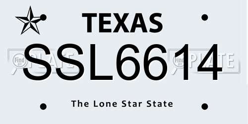 SSL6614 Texas License Plate