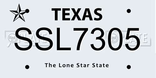 SSL7305 Texas License Plate