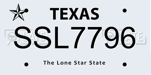 SSL7796 Texas License Plate