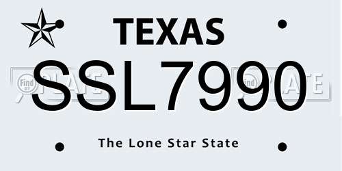 SSL7990 Texas License Plate
