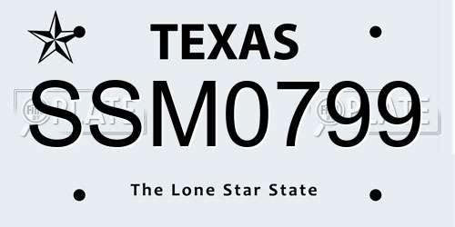 SSM0799 Texas License Plate