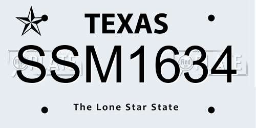SSM1634 Texas License Plate