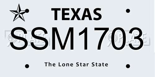 SSM1703 Texas License Plate