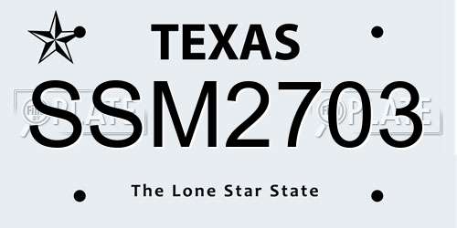 SSM2703 Texas License Plate