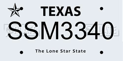 SSM3340 Texas License Plate