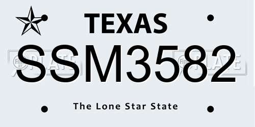 SSM3582 Texas License Plate