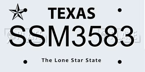 SSM3583 Texas License Plate