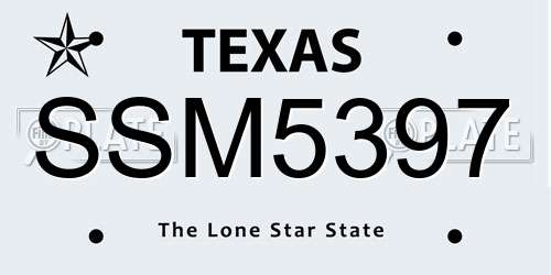 SSM5397 Texas License Plate