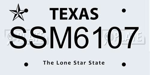 SSM6107 Texas License Plate
