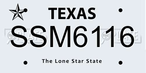 SSM6116 Texas License Plate